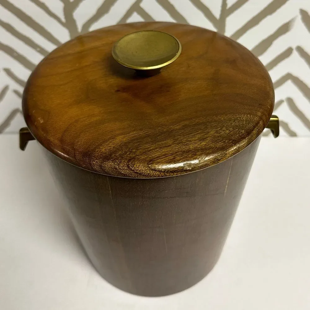 Vintage MCM Vermillion Walnut Co Ice Bucket